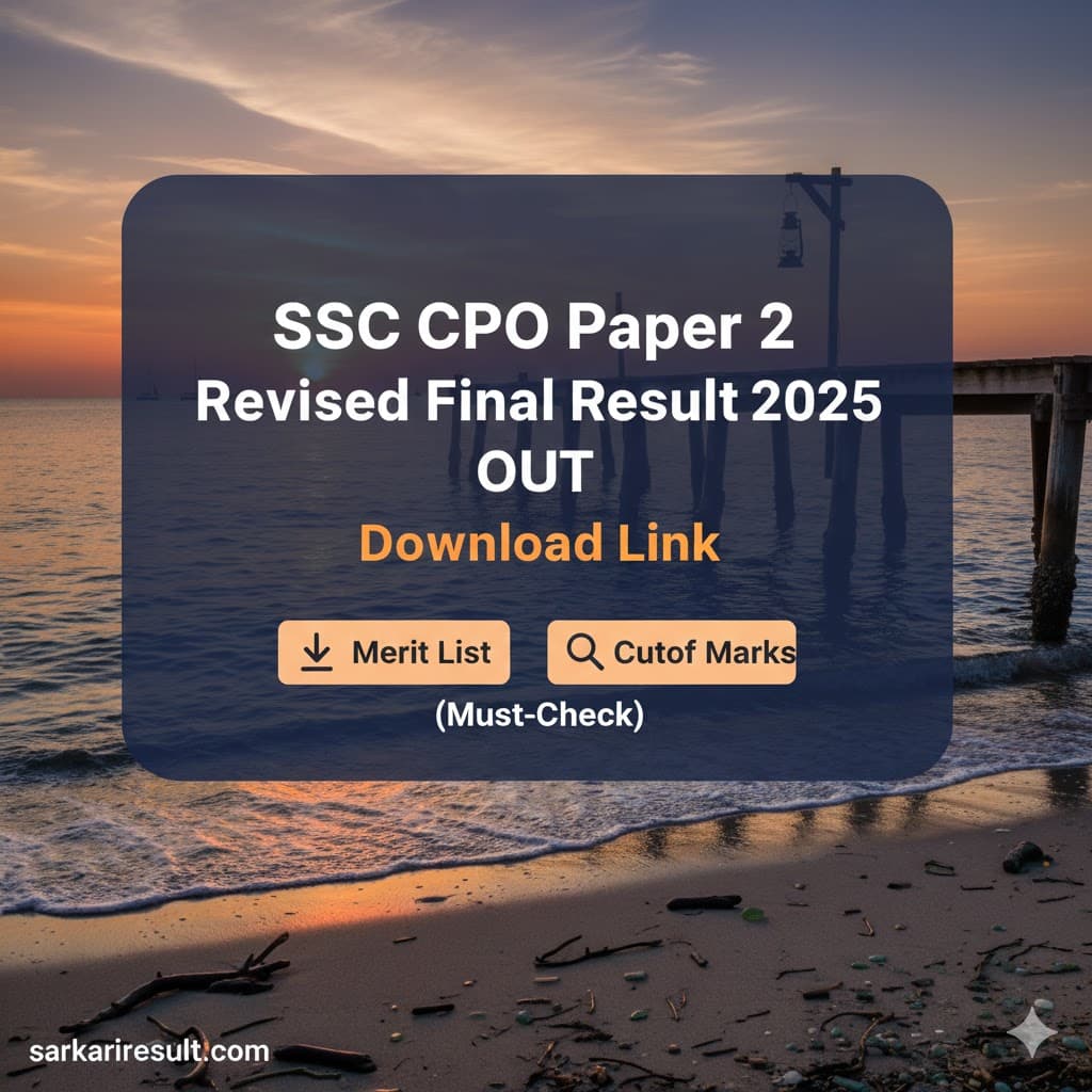 SSC CPO Paper 2 2025 Final Result β Download Link & Latest Update