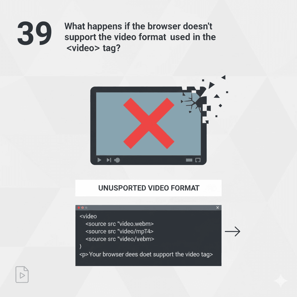 What happens if the browser doesn’t support the video format used in the <video> tag? <video> tag?</video>