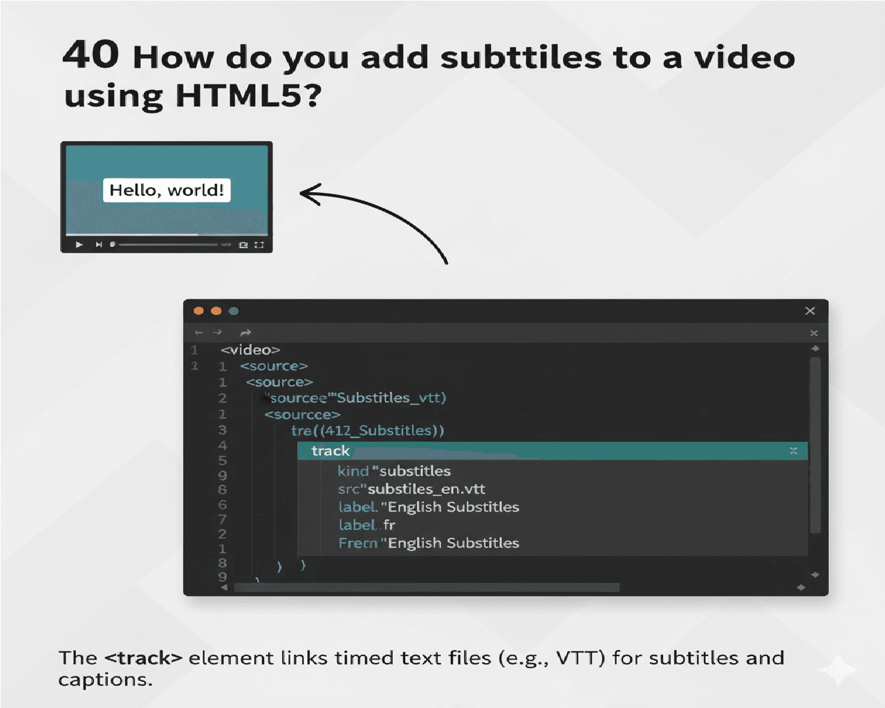 How do you add subtitles to a video using HTML5?