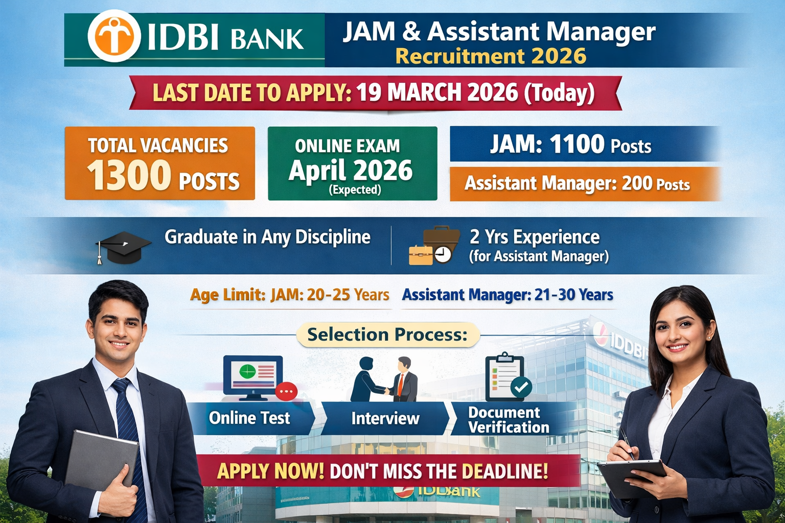 IDBI Bank JAM, Assistant Manager Recruitment 2026