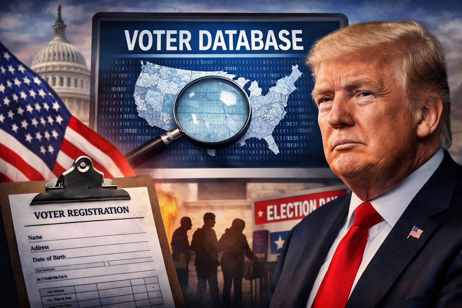 Donald Trump is attempting to create a large-scale database of voters, raising concerns among election officials about how he might use that information.